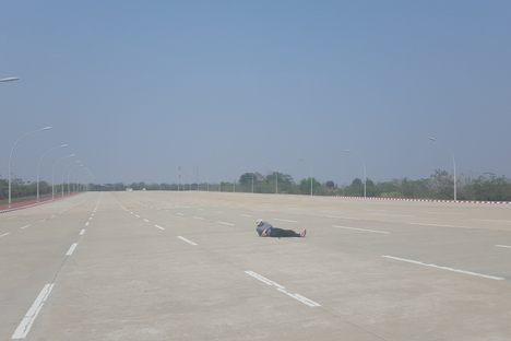 Midday, midweek, outside the parliament