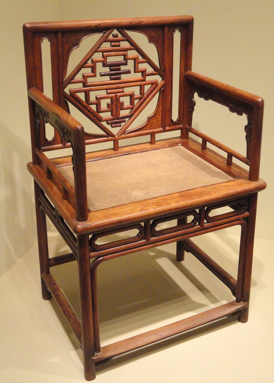 <em>Hongmu</em> furniture—including this chair—was crafted for Qing Dynasty royals out of rare rosewood trees. Today kevazingo is a stand-in.