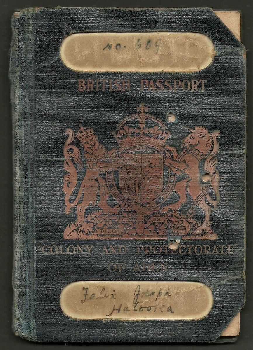 A passport for the Colony and Protectorate of Aden.