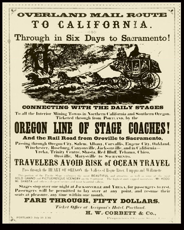 Advertising Poster for Butterfield Overland Mail route, 1865