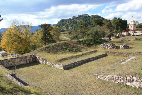 The former ball court and church.