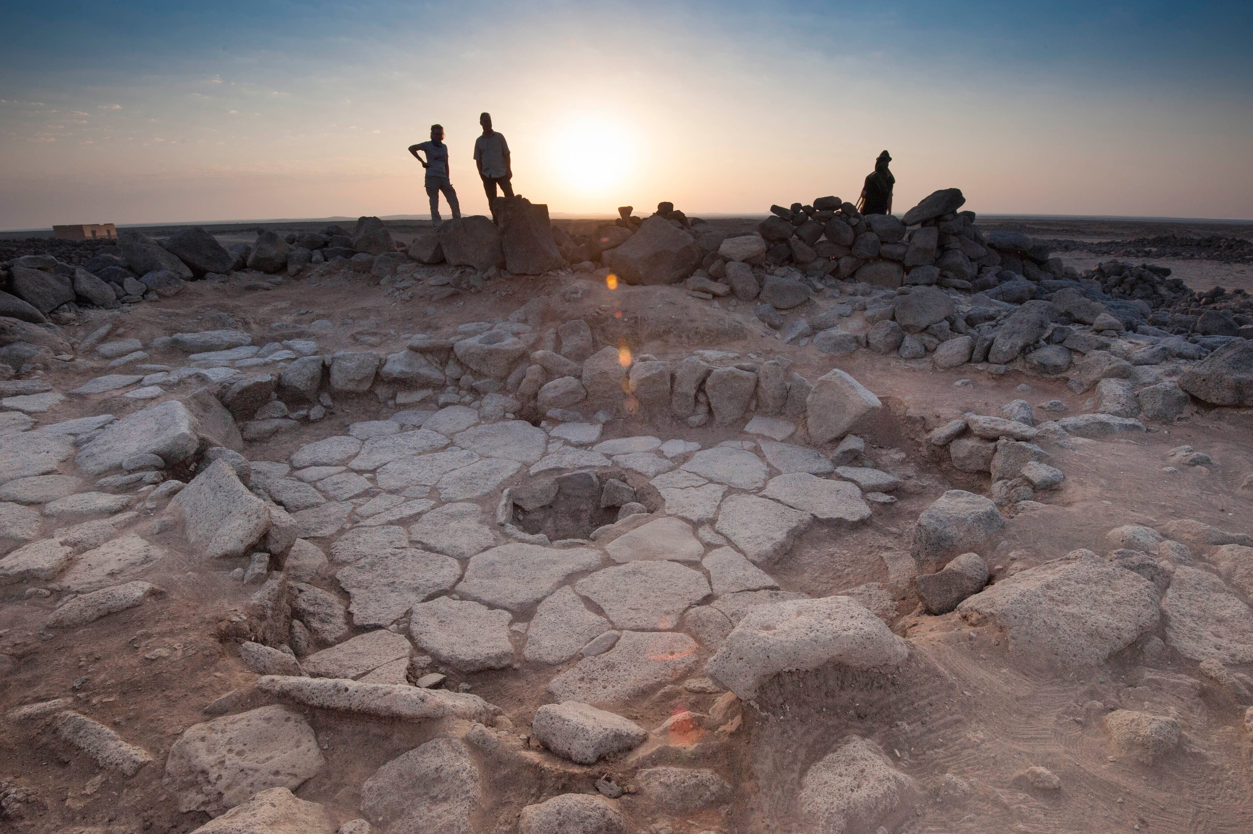 The semi-sunken structure pictured at Shubayqa 1 is made of stone.