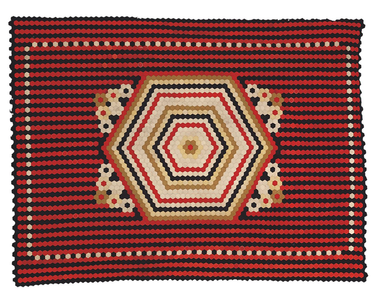 This quilt was made by an unknown artist, likely in Crimea in the 19th century. It's a relatively simple quilt, requiring straightforward sewing and construction skills.