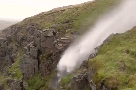 Watch Ophelia's Winds Send a Cumbrian Waterfall Into the Sky