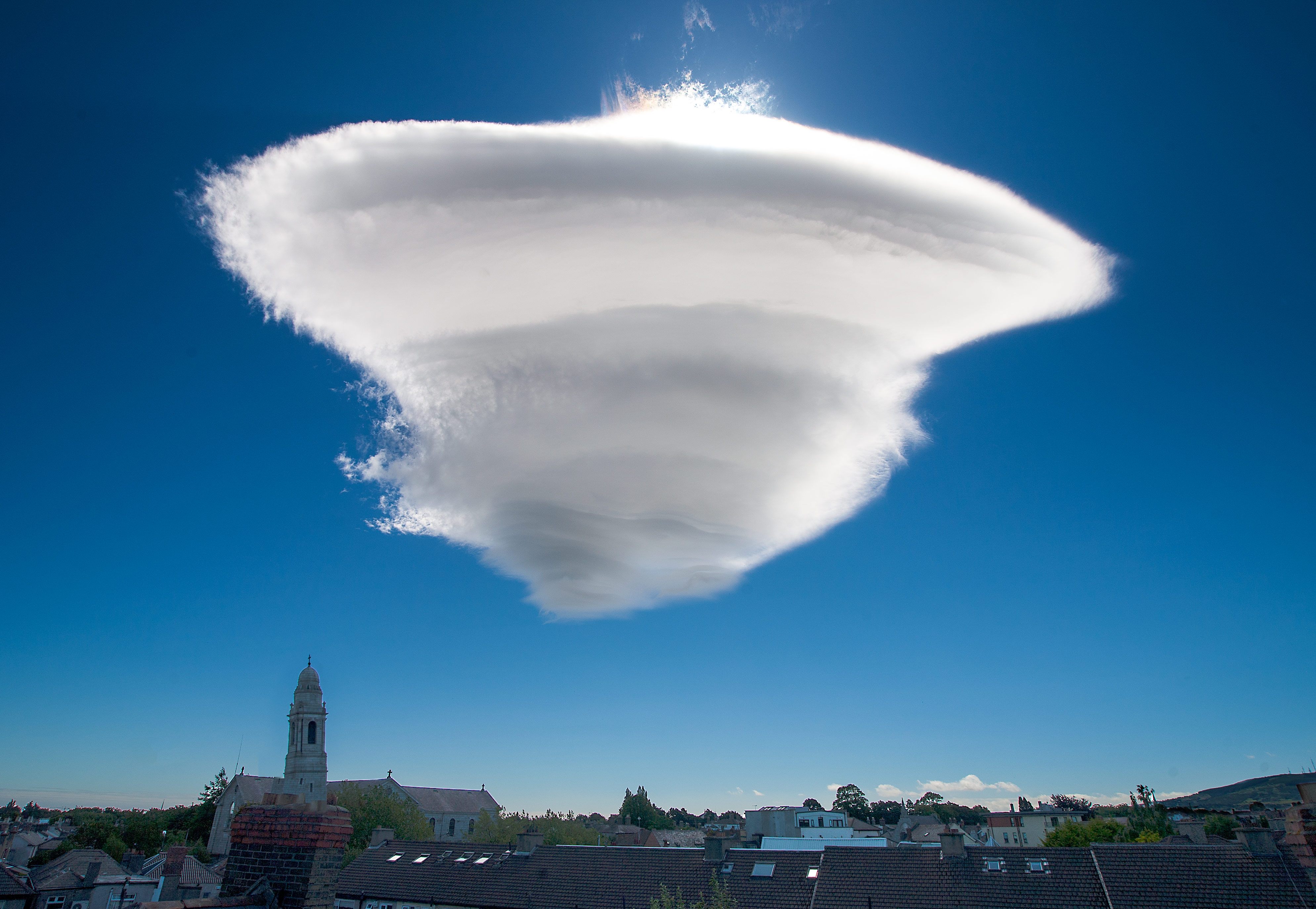 A particularly saucer-y lenticular cloud, over Dublin in June.