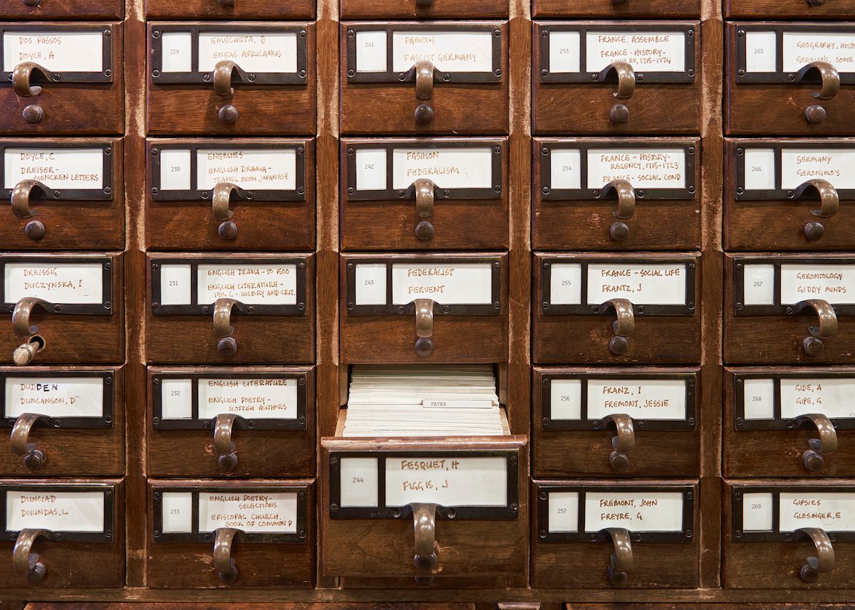 The card catalog at the New York Society Library's Reference Room.