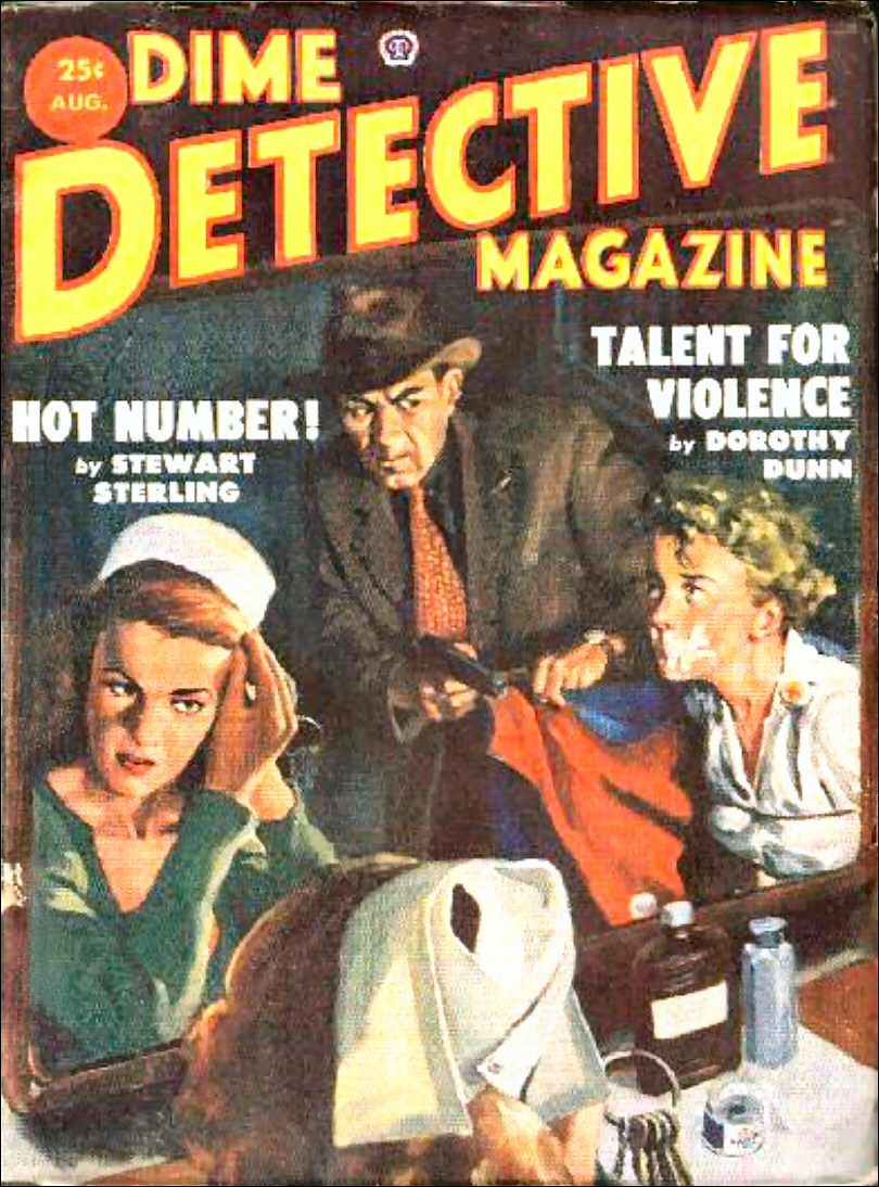 A pulp crime magazine, <em>Dime Detective</em>, 1953.