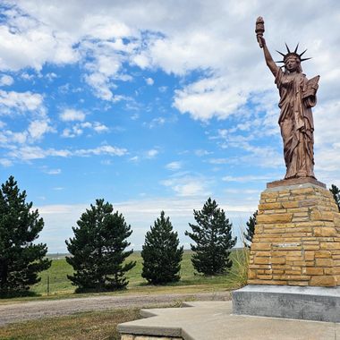 The mini Statue of Liberty Replica is located between Harlan and Gaylord, on Harlan Hill.