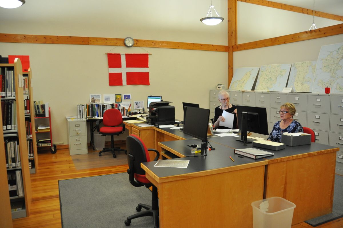 Researchers at the Museum of Danish America's Genealogy Center, which is located on Main Street in Elk Horn.