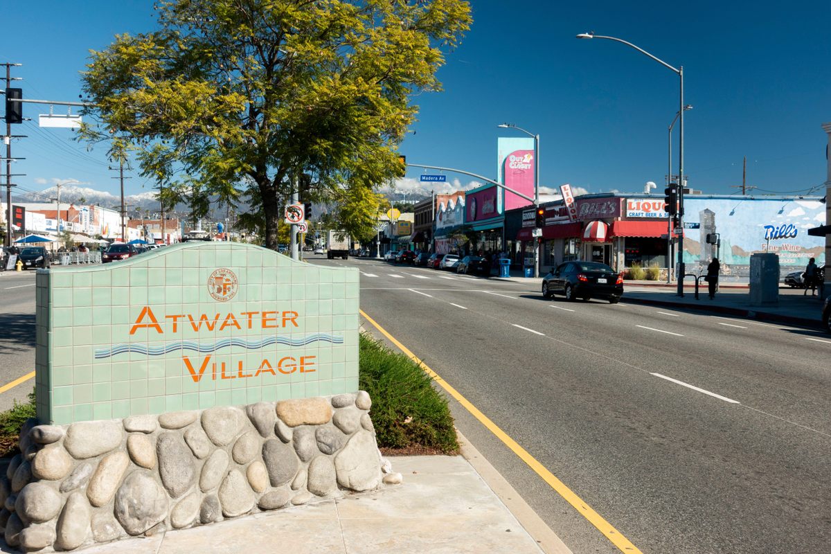 The sign for Atwater Village, on Glendale Boulevard.