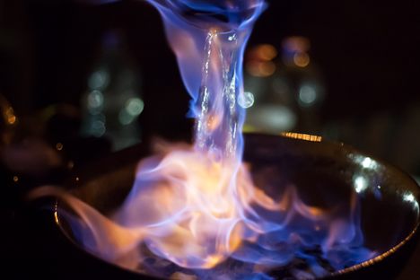 The captivating blue flame of queimada.