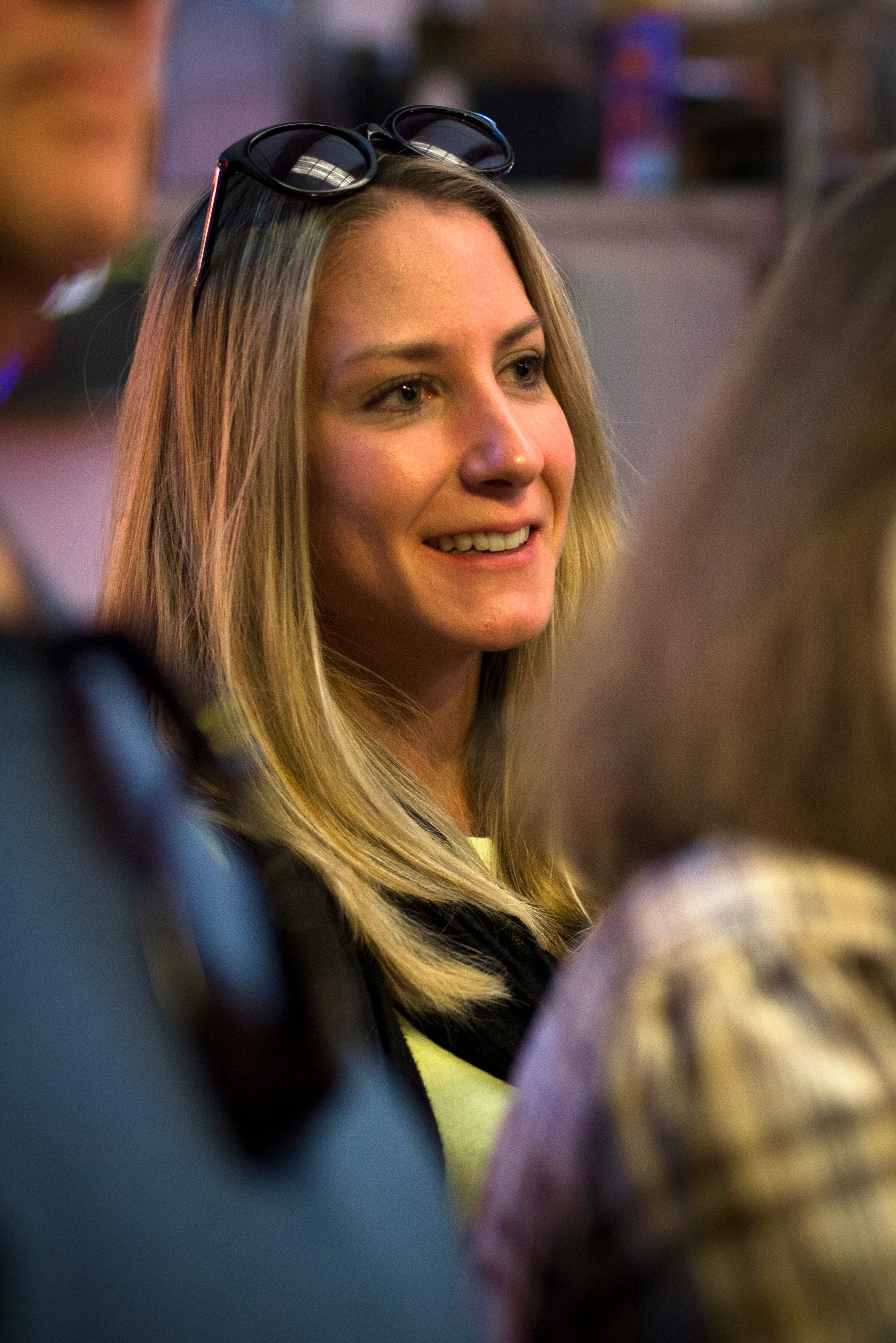 A guest watches Flechtner's demonstration. 