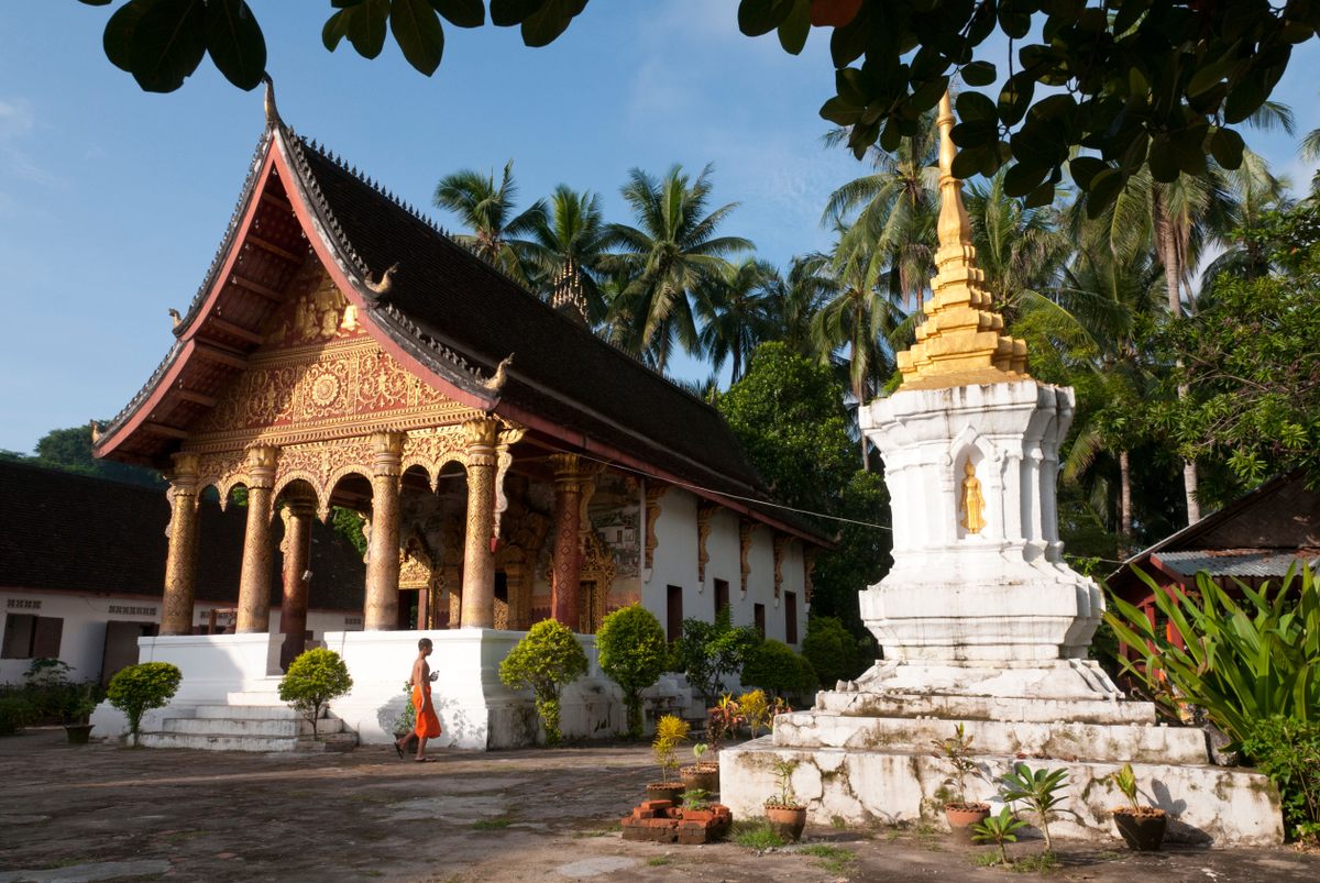 This photograph shows Wat Paphaimisaiyaram, a Buddhist temple that is part of the UNESCO World Heritage Site of Luang Prabang.
