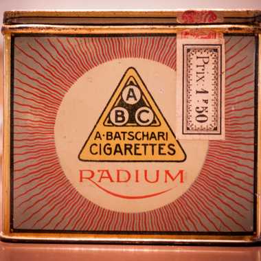 A pack of Radium-laced cigarettes at the Musée Curie.
