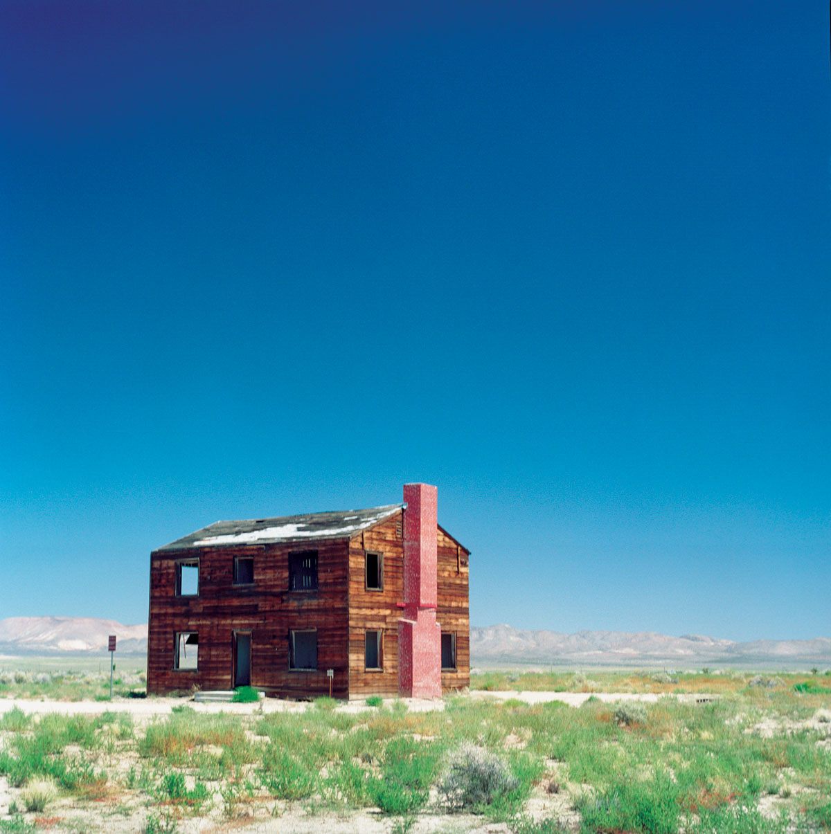 A model house built for the Apple-2 test. This structure was far enough away that it survived the blast.