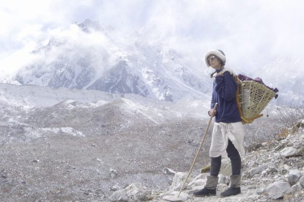 Wortley built the wooden backpack she used while retracing Alexandra David-Néel’s journey from a chair she found on the street in London.
