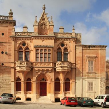 The neo-Gothic house near the Mdina cathedral.
