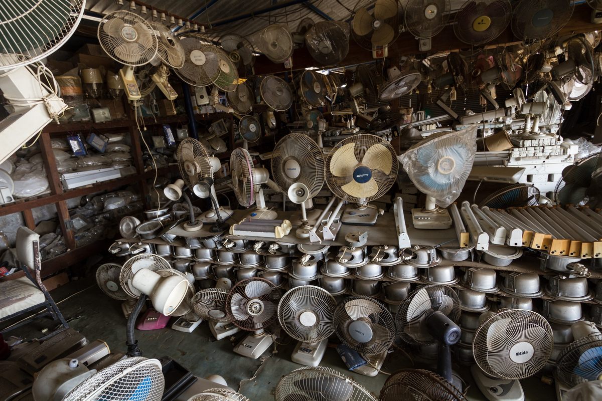 A phalanx of fans at the market.