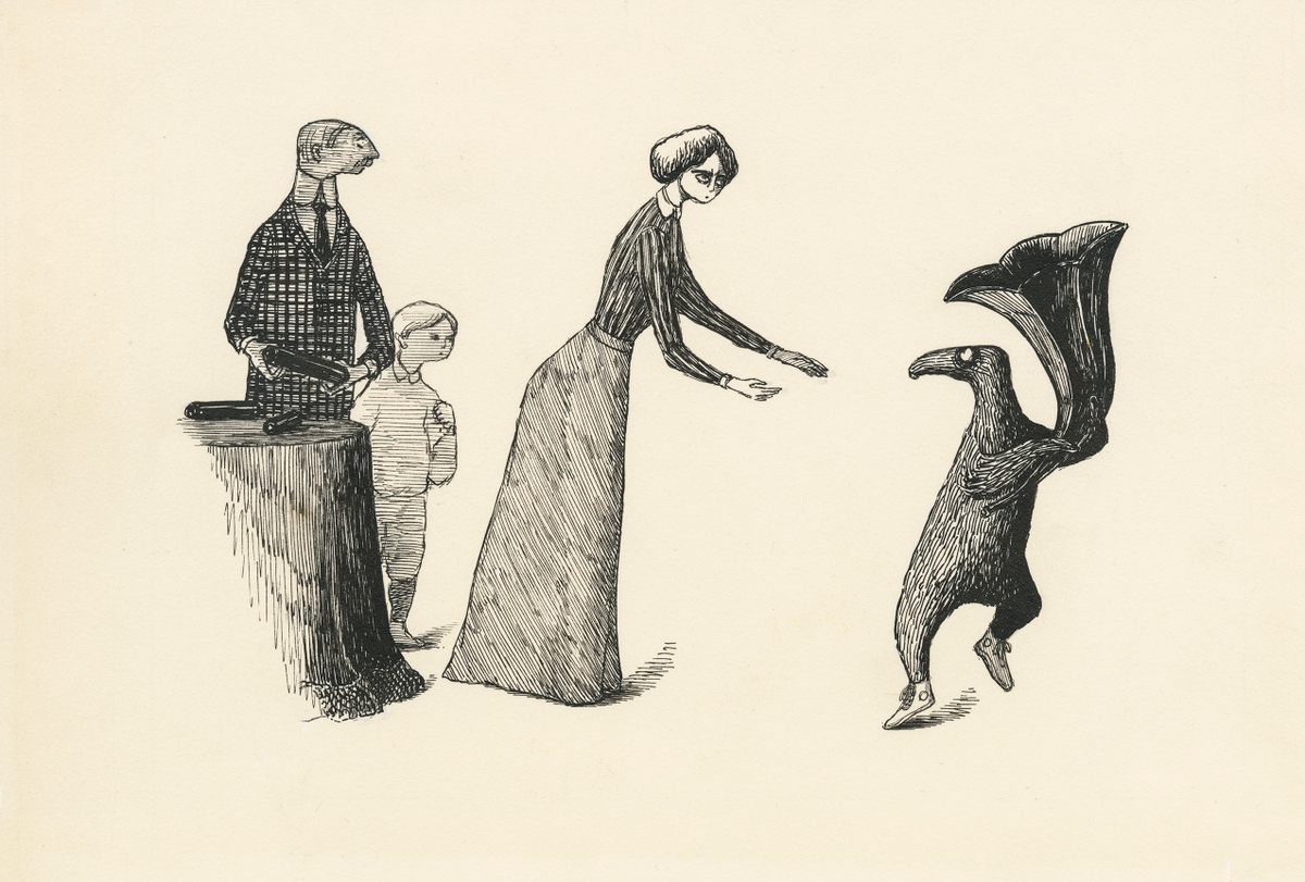 An illustration from <em>The Doubtful Guest</em>.