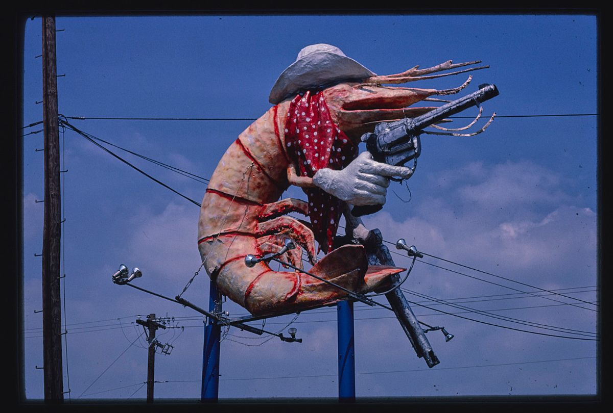 Everything really is bigger in Texas—including this pistol-packing jumbo shrimp in Houston.