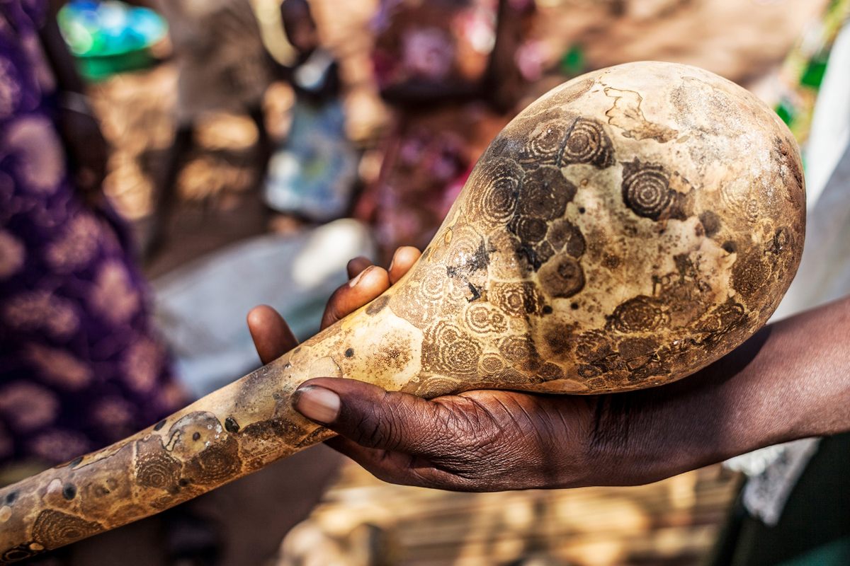 Natural patterns form on the gourds.