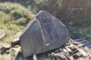 The tiger inscription is visible on a rock. 