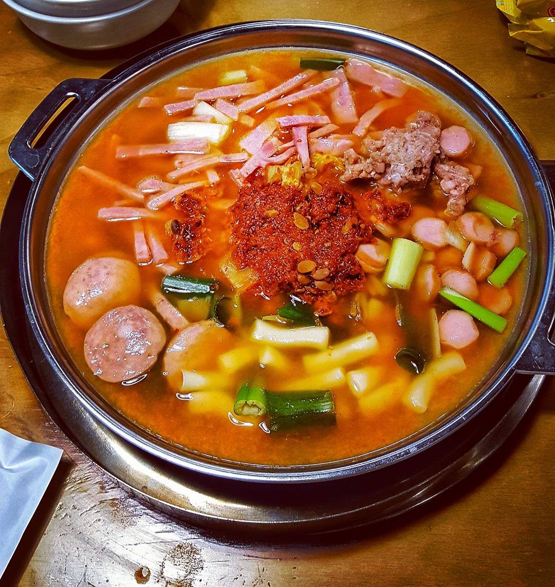 A hearty bowl of budae jigae.