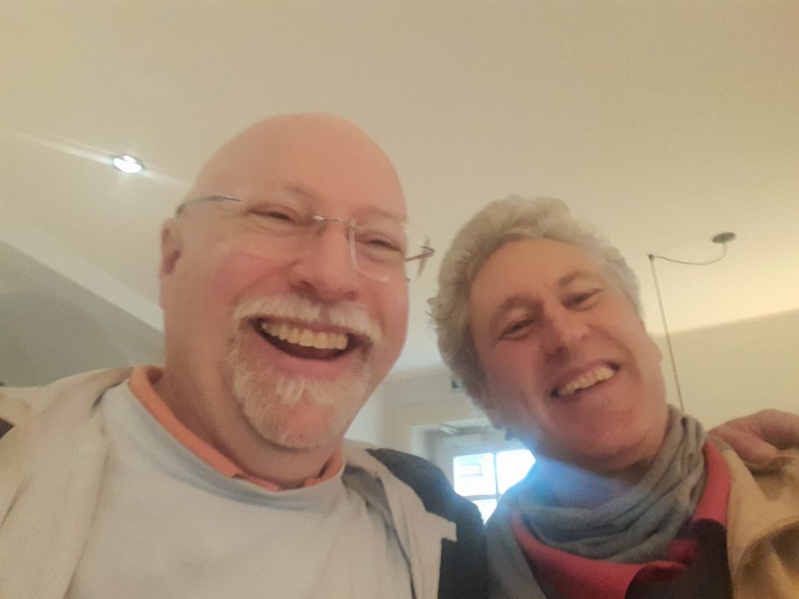 Brian & Robert in Salzburg Coffee House 35 years later.