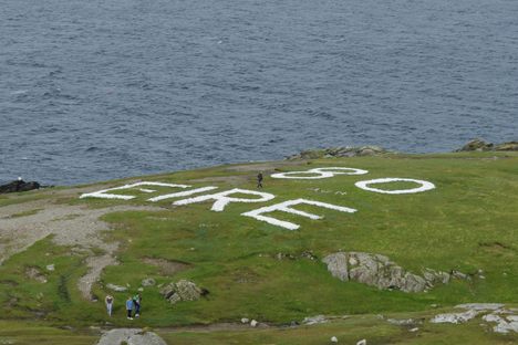 The restored sign at Malin Head, as seen in 2017.