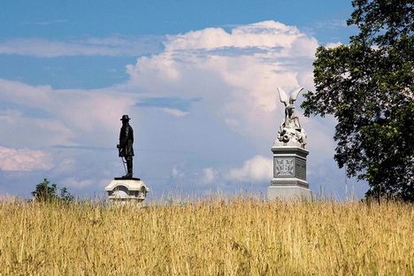 The battlefield is one of many components of Gettysburg National Military Park, which also includes a museum and visitor center.