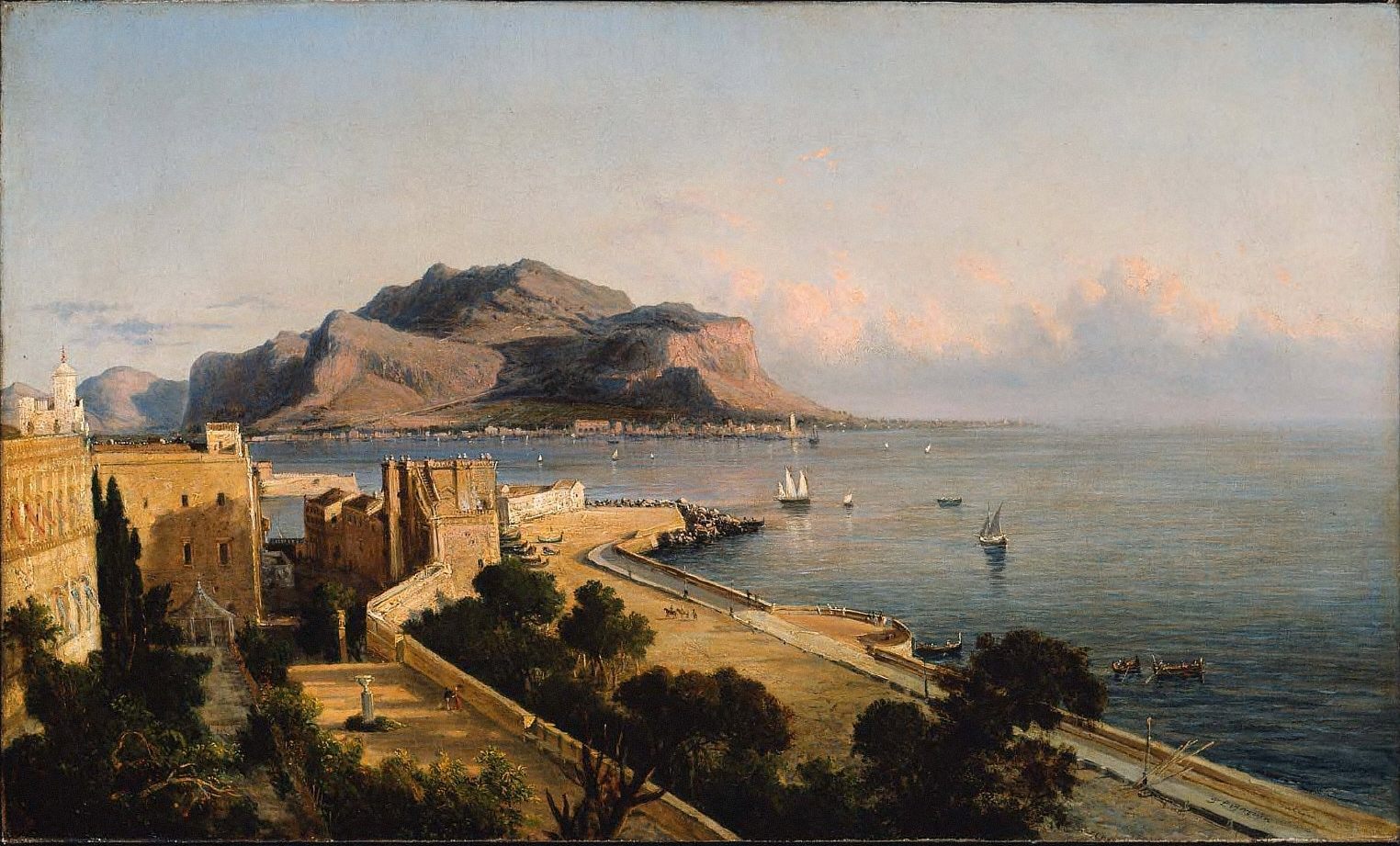 A port in Palermo, Italy, painted by George Loring Brown in 1856.