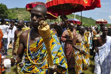 The festival culminates in a procession of local leaders.