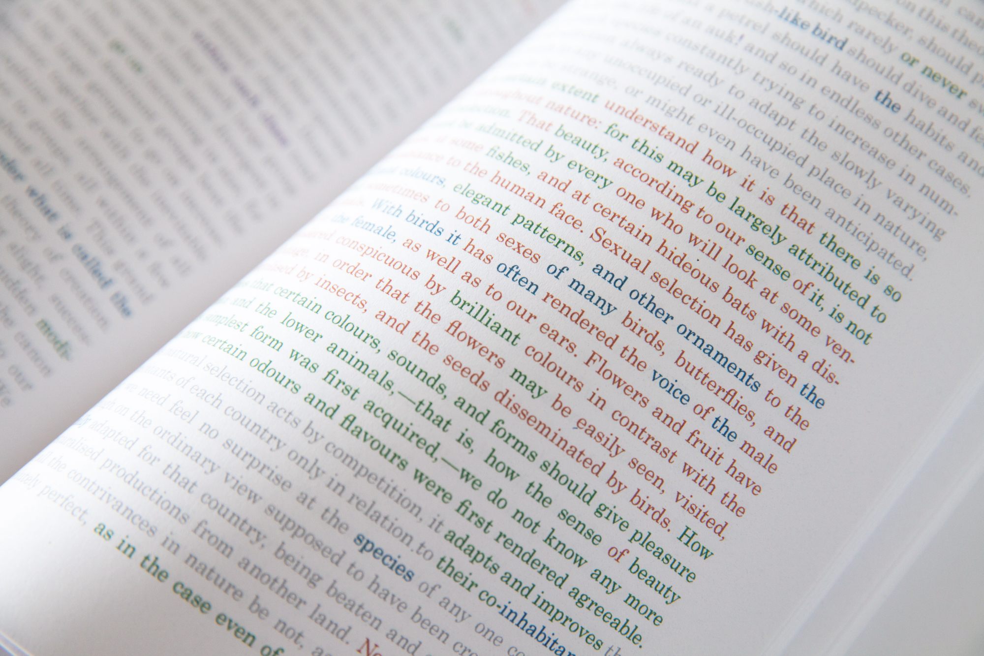 Inside, the text is color-coded based on the edition in which it first appeared.