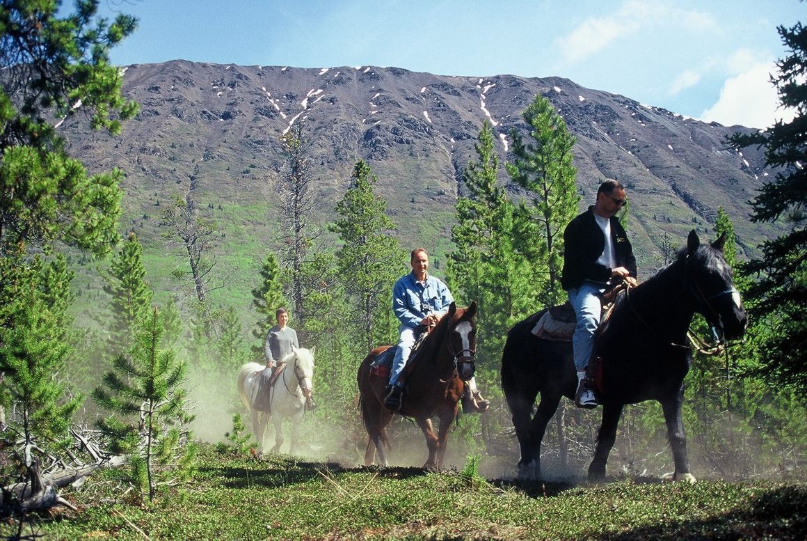 On the trail, heading to Emeral Lake.
