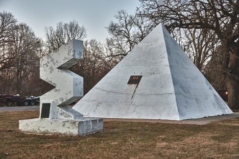 The World’s Largest Time Capsule, located at the House of Davisson used furniture store in Seward, Nebraska.