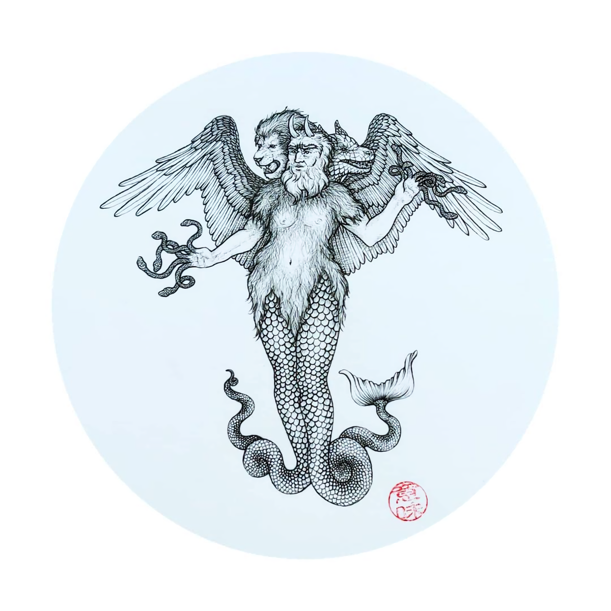 A ghost with many faces, the hellish Proteus is found on the title page of a 17th-century German book,<em>Der Höllische Proteus</em>, or <em>The Infernal Proteus</em>. El Shami-Mader drew it for her 1,000th Instagram post.