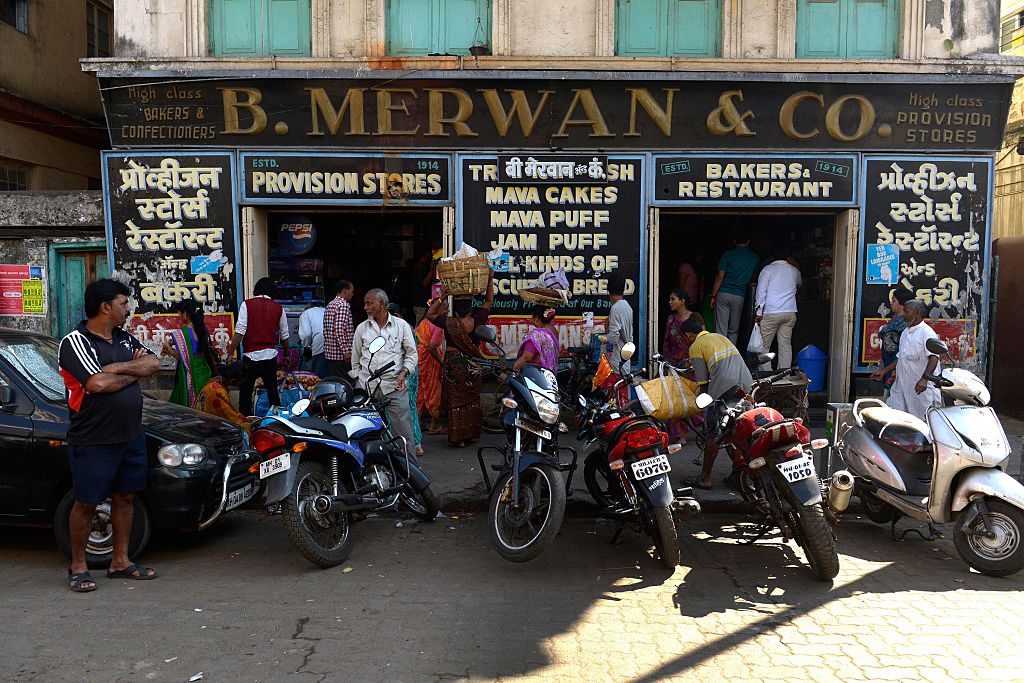 Outside Merwan & Co in Mumbai. 