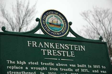 Historical sign denoting the Frankenstein Trestle