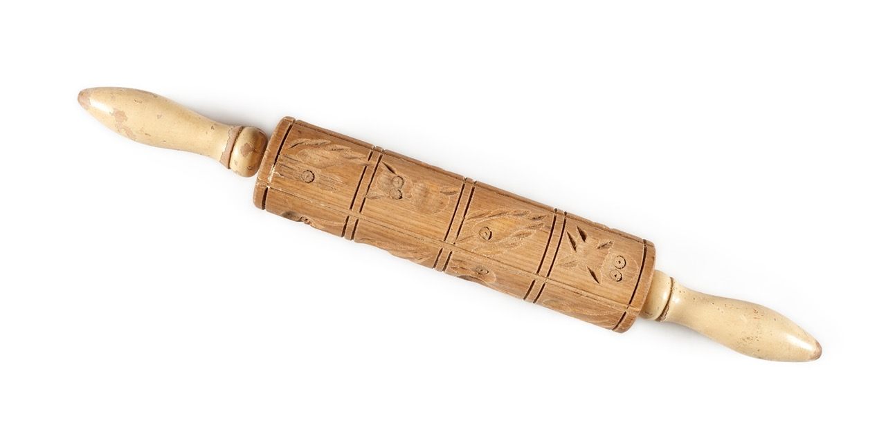 Embossed rolling pins like Plath's are used to create creative cookies and pastry dough.