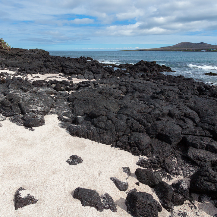 Black sand beaches of Isla Floreana.