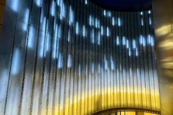 The cascading waterfall of light is mesmerizing.