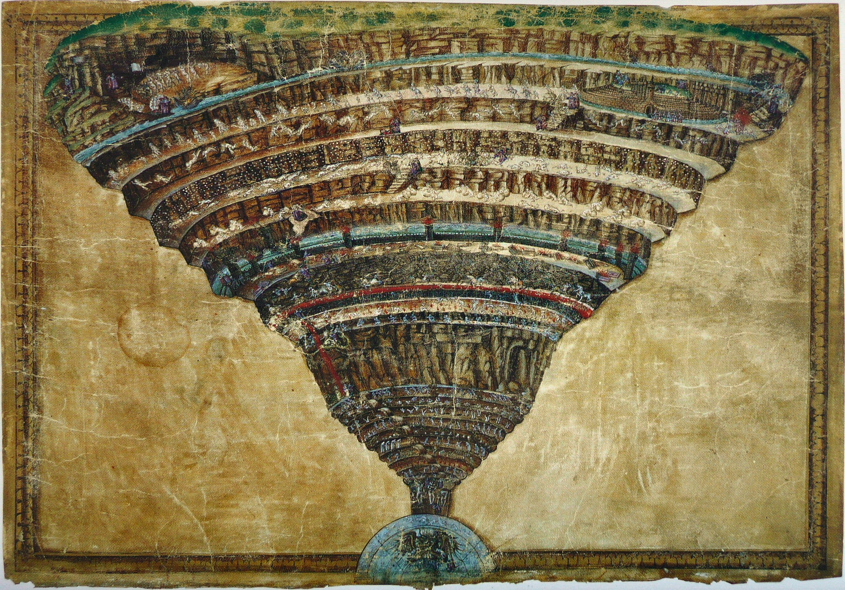 Dante's <em>Inferno</em> by Sandro Botticelli, 1480–90.
