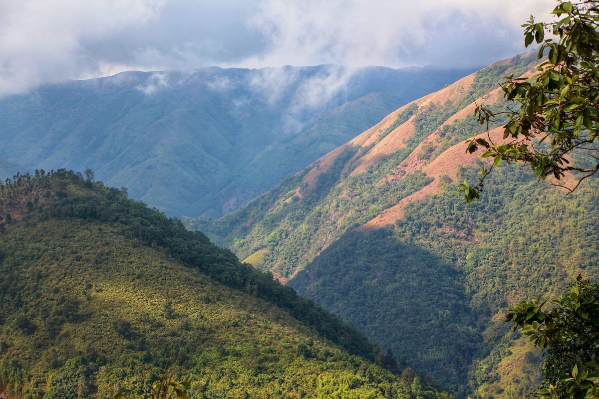 Winter sun rays reflect on the East Khasi Hills.