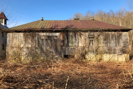 The back of the school and playground.