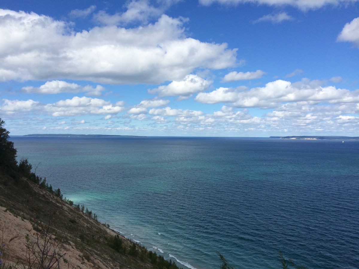 Visitors can get a sweeping view of the Lake Michigan shoreline from Pyramid Point.