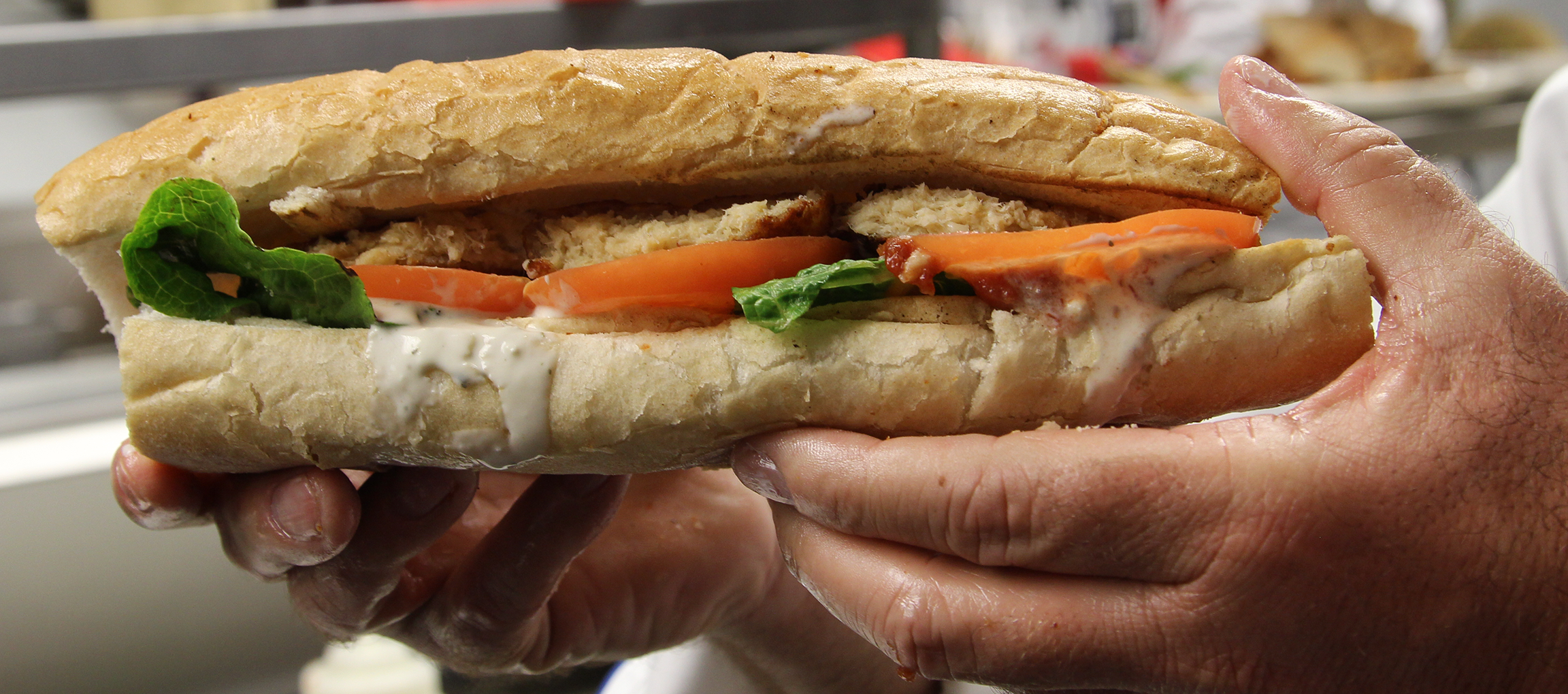 A "silverfin" po'boy sandwich.