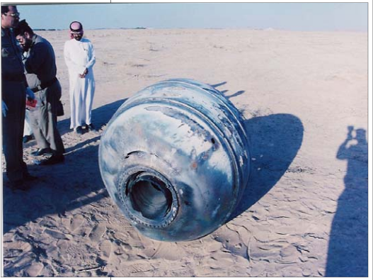 A PAM-D module that crashed in the Saudi Arabian desert in 2001, from a GPS satellite that had launched in 1993