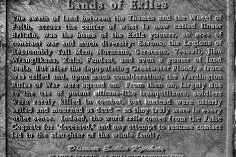 Lands of Exiles plaque in 2018