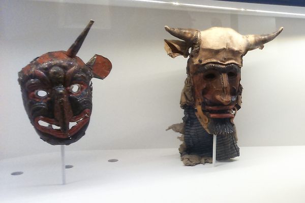 Masks on display.