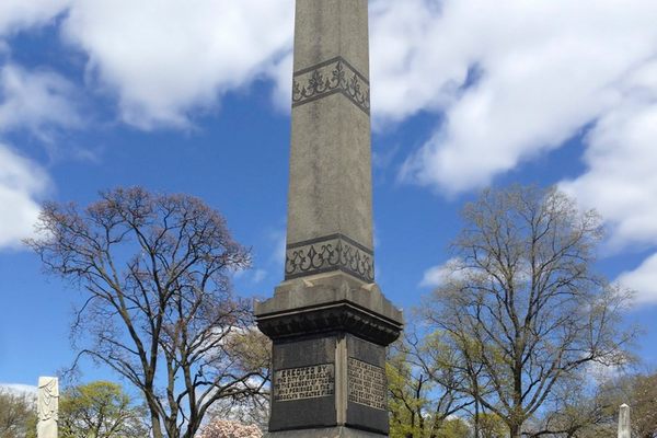 The Brooklyn Theatre Fire obelisk.